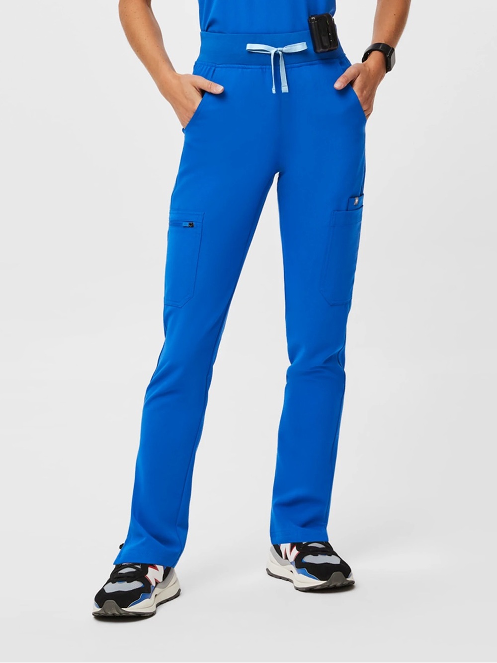 FIGS Yola High Rise Slim Scrub Pants Small Petite Royal Blue Womens